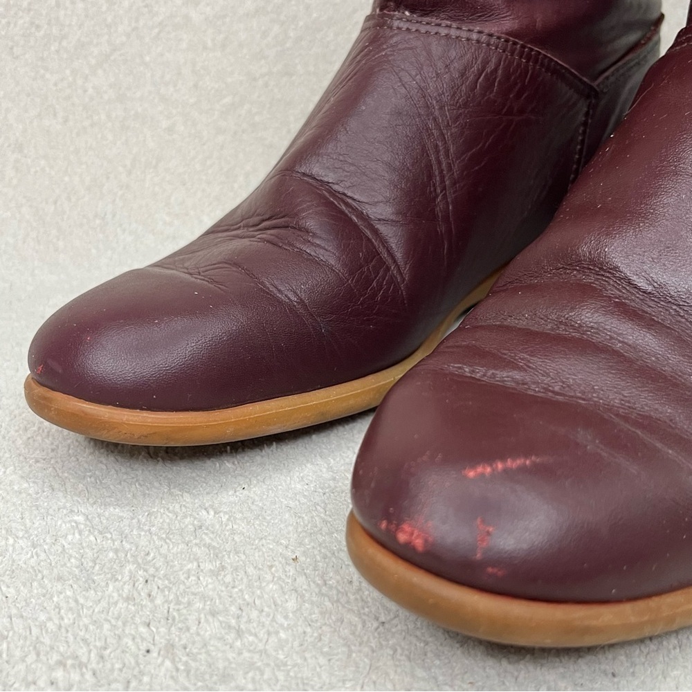 Vintage Heartland Leather Fold-Over Boots-Maroon/Burgundy-Womens 6.5-Vtg-90s-80s - Picture 5 of 12